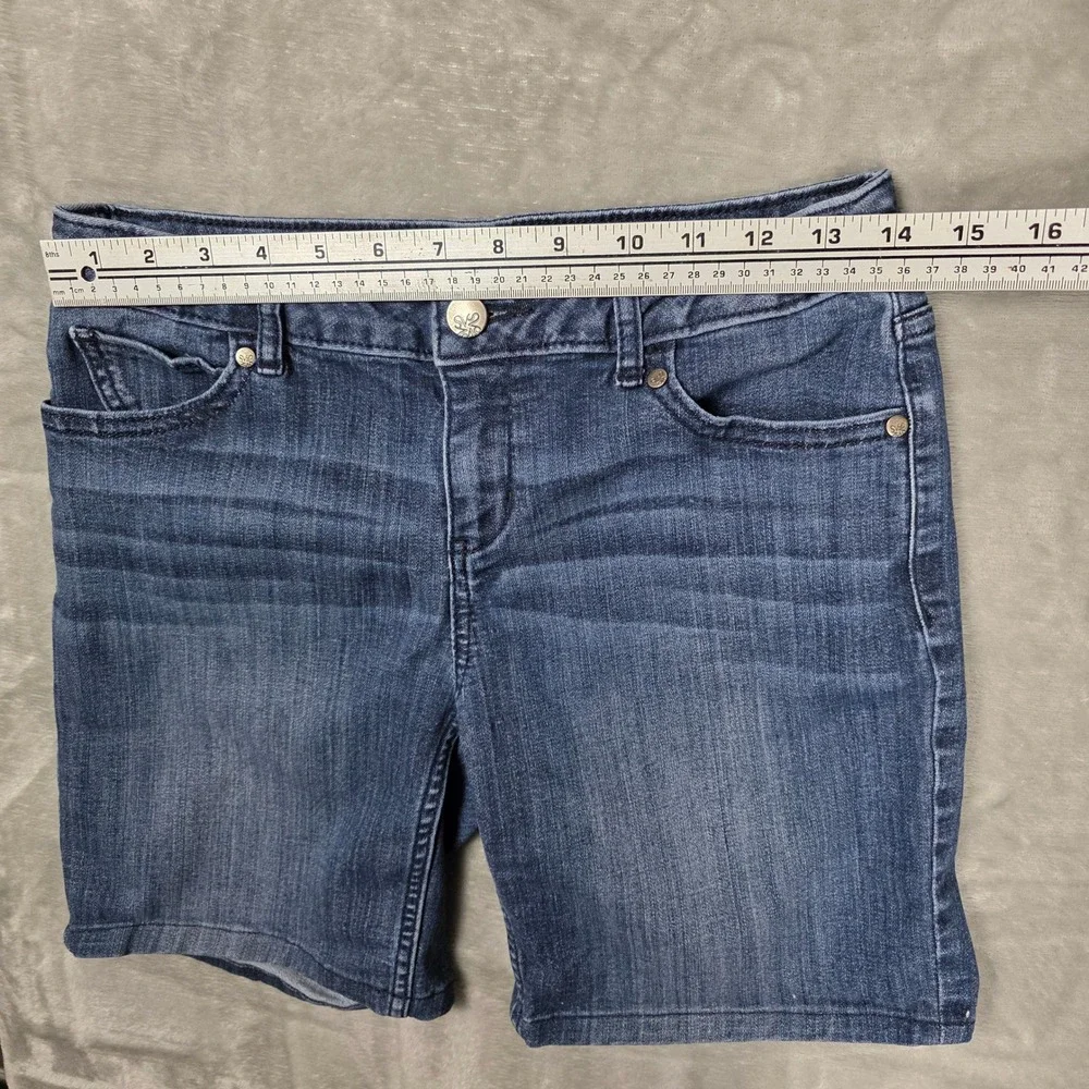 Simply Vera Vera Wang‎ Blue Medium Wash Long Denim Shorts Sz 2 Mid Thigh